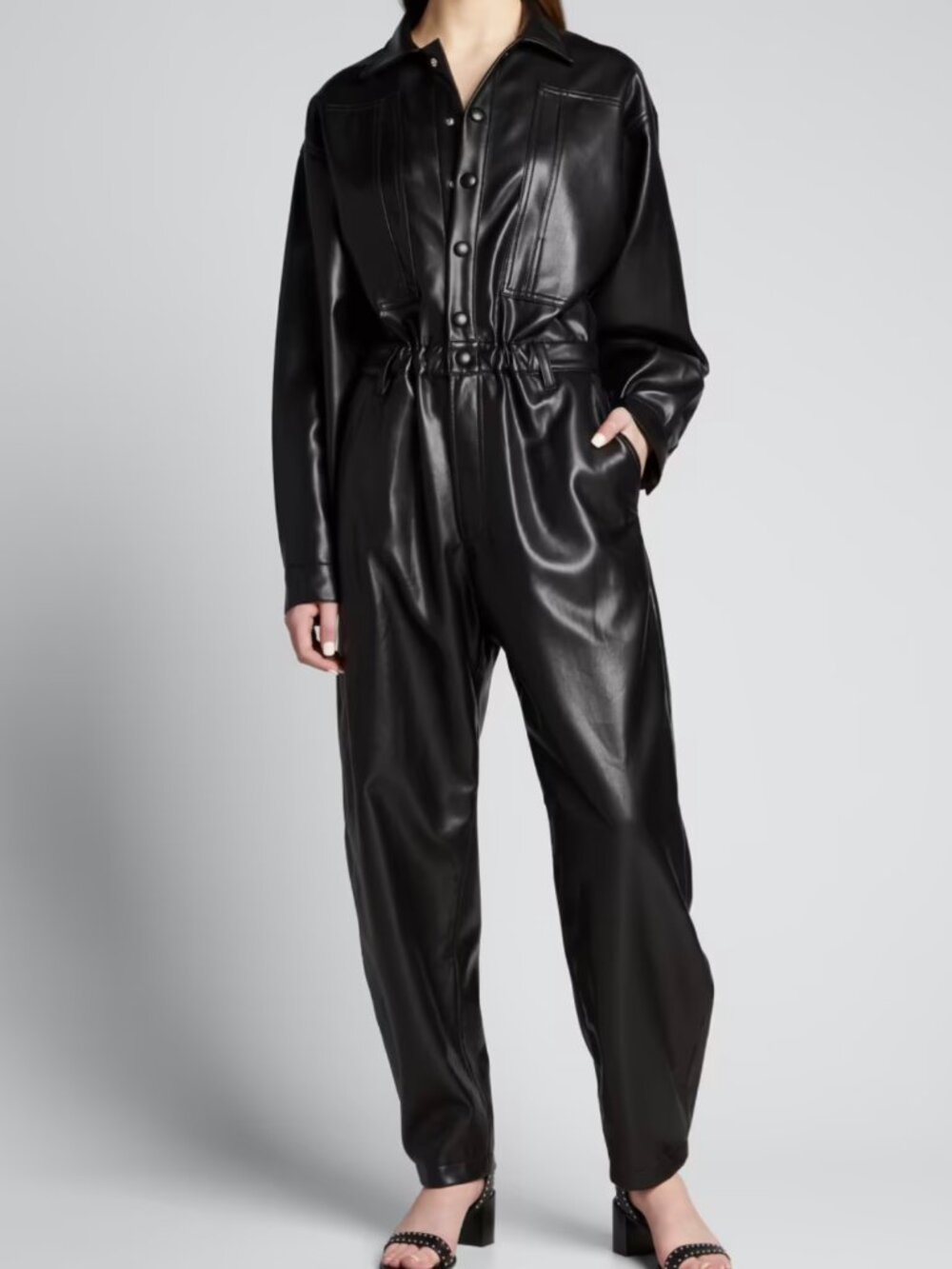 $510 AGOLDE 80s Jumpsuit Black Vegan Leather Size S New